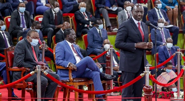 Deputy President William Ruto speaking during the launch of the BBI report at Bomas of Kenya on October 26, 2020