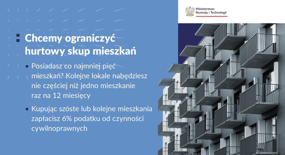 Ograniczenie hurtowego zakupu mieszkań - 6 proc PCC od nabycia szóstego i kolejnych mieszkań