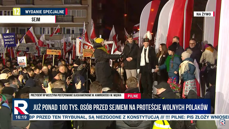 Transmisja Protestu Wolnych Polaków w TV Republika (11.01.2024)