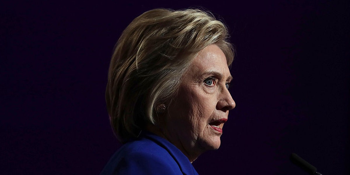 Hillary Clinton addresses a crowd at a Planned Parenthood event in Washington, DC.