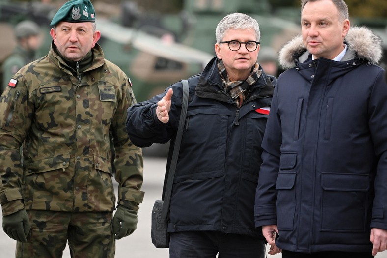 Jarosław Gromadziński i Andrzej Duda w Rzeszowie w marcu 2022 r.