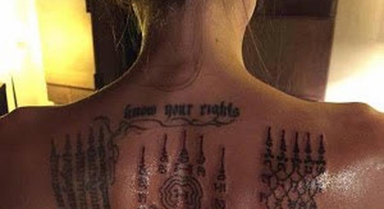 Photos of actress's new Thai Buddhist themed tattoos