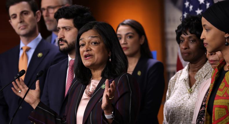 U.S. Rep. Pramila Jayapal (D-WA) speaks during a news conference at the U.S. Capitol on May 24, 2023 in Washington, DC. The Congressional Progressive Caucus (CPC) held a news conference to discuss the debt ceiling negotiationsAlex Wong/Getty Images