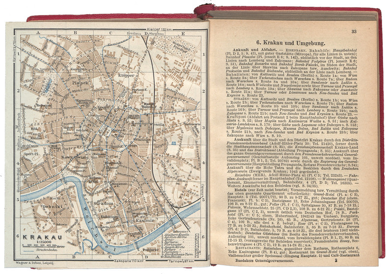 Plan Krakowa z przewodnika Baedekera po Generalnym Gubernatorstwie z 1943 r. 