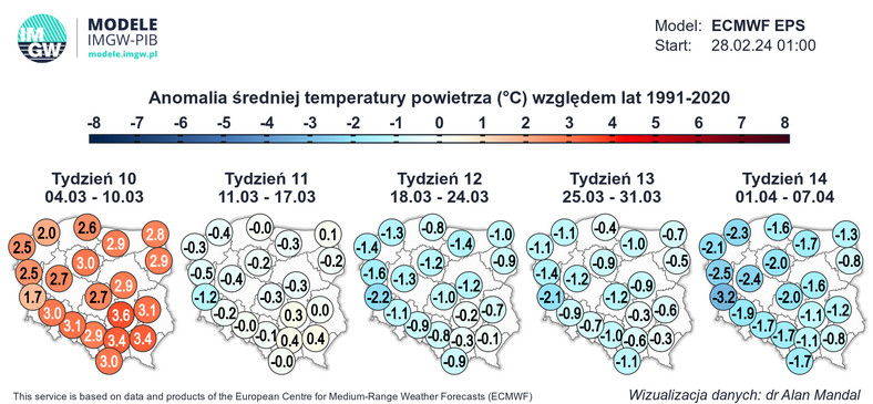 Ujemne anomalie temperatury wracają do Polski
