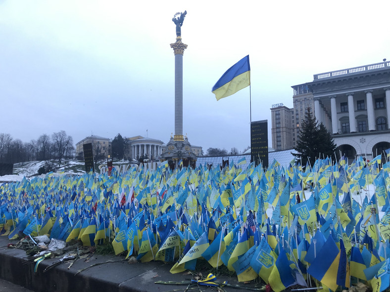 Flagi w centrum Kijowa