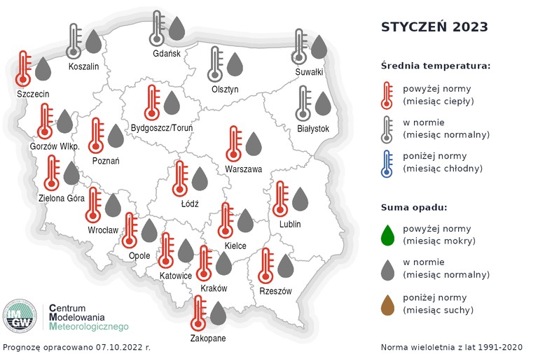 Styczeń w większości kraju będzie ciepły