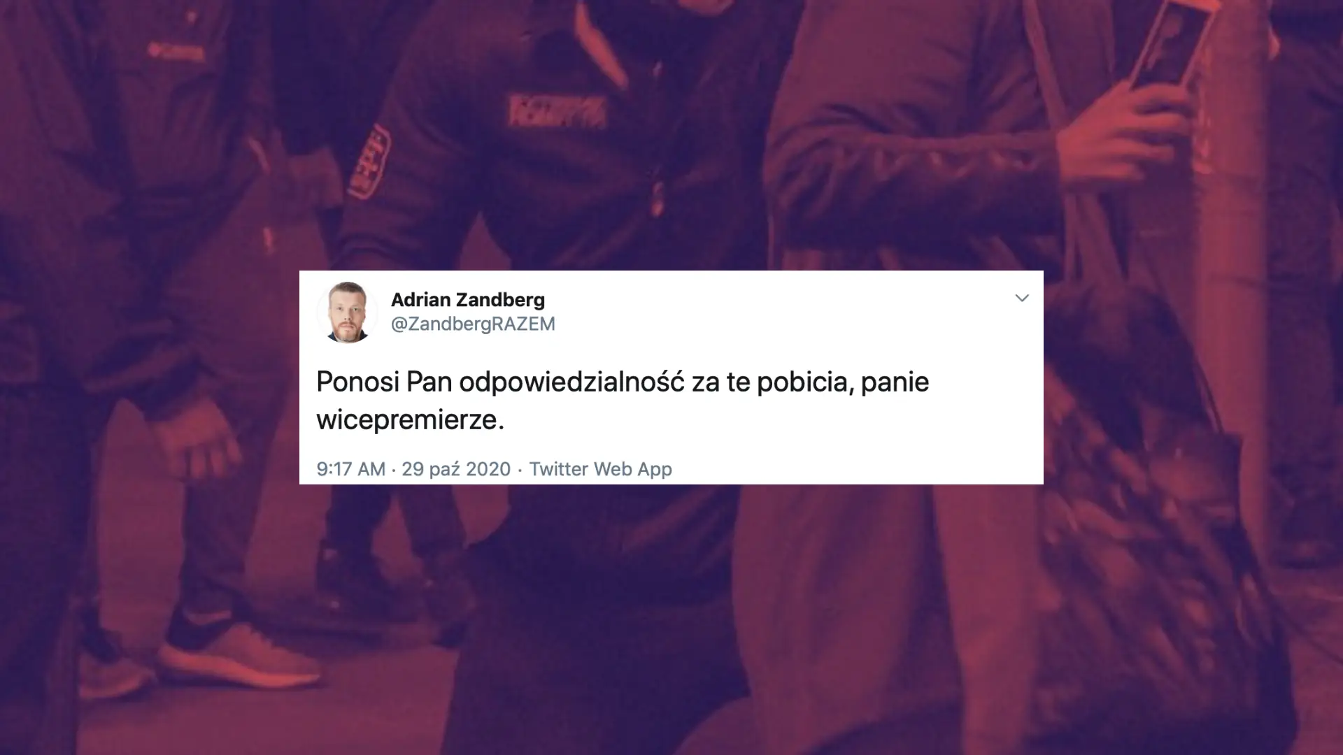 Atak na protestujących. Zandberg: "Ponosi Pan odpowiedzialność, Panie wicepremierze"