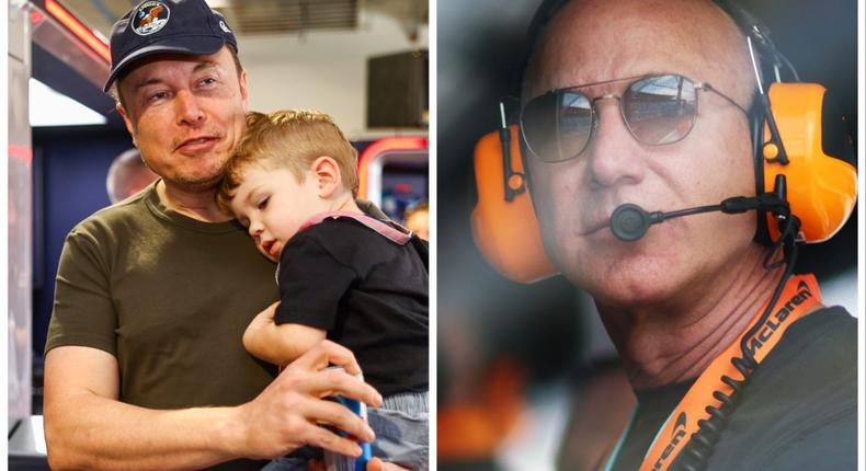 Elon Musk with his three-year-old son and Jeff Bezos went to the final practice ahead of the F1 Grand Prix of Miami at Miami International Autodrome.Dan Istitene, Mark Thompson/Getty Images
