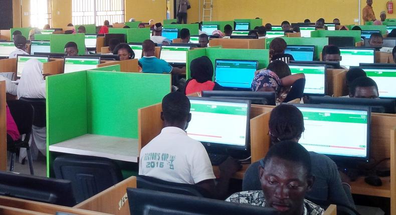 JAMB Candidiates in a CBT Centre during registration