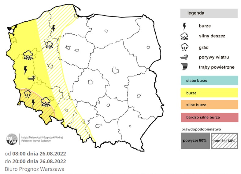 W piątek pioruny przetną niebo na zachodzie, ale jedynie lokalnie