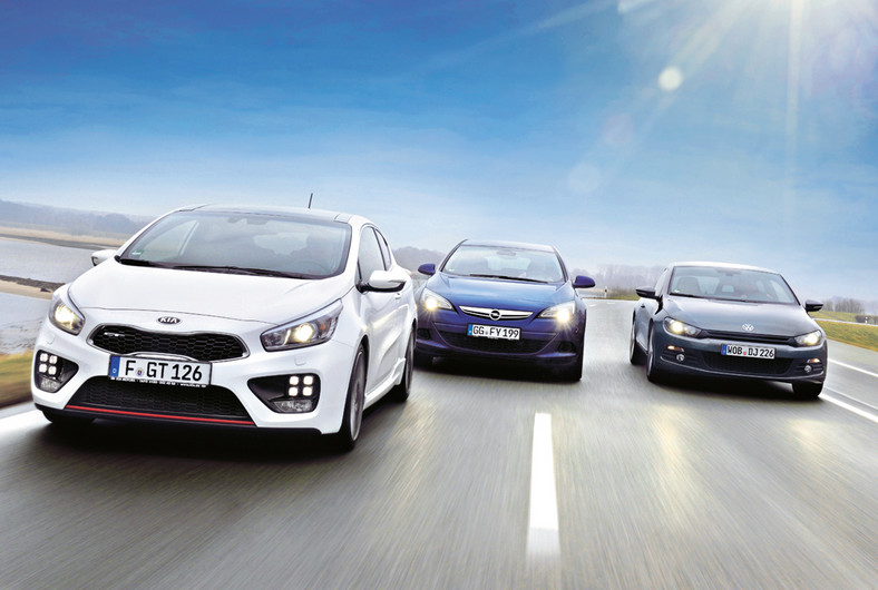 Porównanie: Kia pro_cee'd 1.6 GT, Opel Astra GTC 1.6 DIT, Volkswagen Scirocco 2.0 TSI