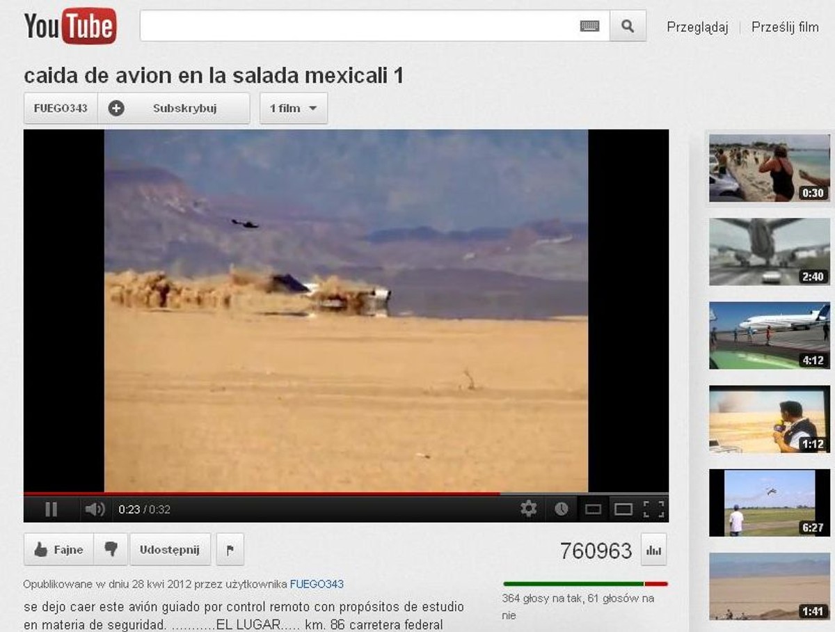 Eksperymentalna katastrofa samolotu