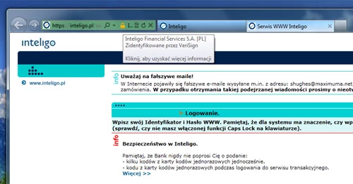 Przeglądarki informują nas o bezpiecznych i certyfikowanych witrynach internetowych. Pasek adresu takiej witryny jest podświetlony na zielono, a po najechaniu na symbol kłódki, możemy uzyskać informacje na temat certyfikatu bezpieczeństwa