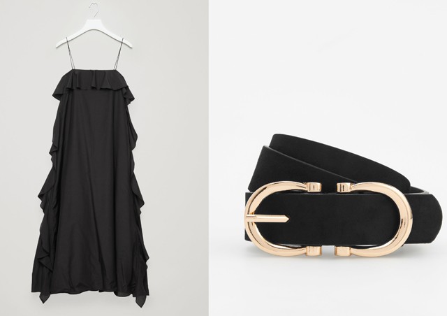 Fodros, fekete ruha COS 45000 FtFémcsatos öv RESERVED 1995 Ft