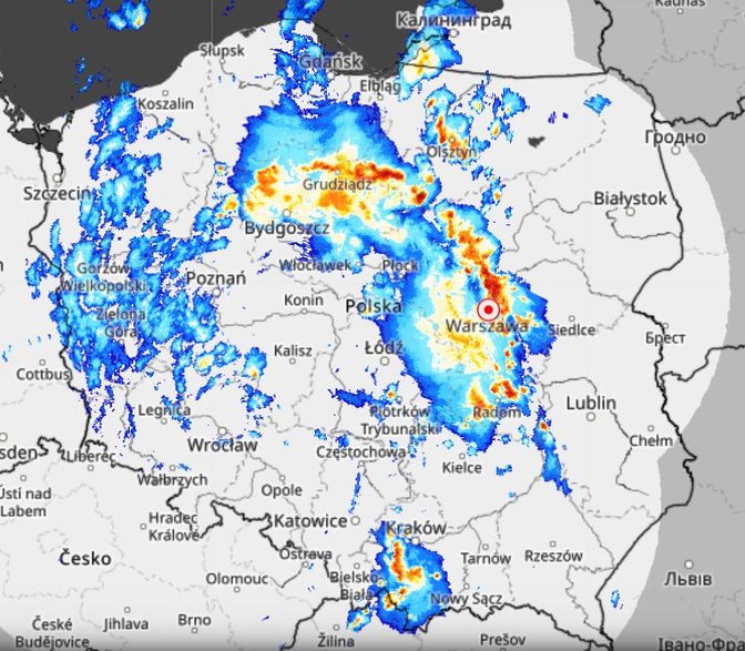 Sytuacja meteorologiczna na 19:00