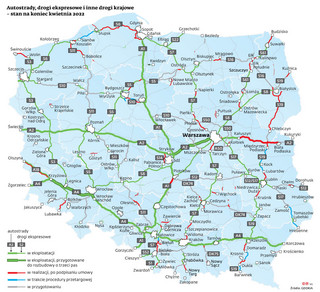 <p>Autostrady, drogi ekspresowe i inne drogi krajowe - stan na koniec kwietnia 2022</p>