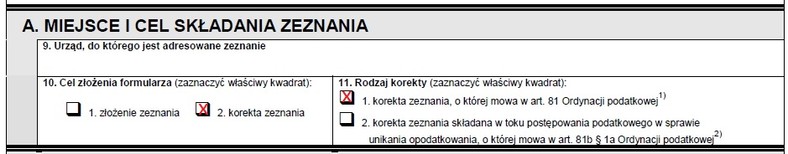 Jak zaznaczyć korektę zeznania w formularzu PIT-37 składanym w maju 2020 r.