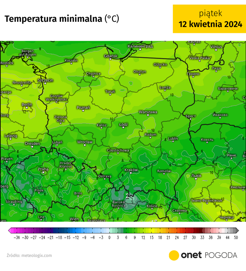 W nocy w kotlinach górskich możliwe są spadki temperatury poniżej 5 st. C