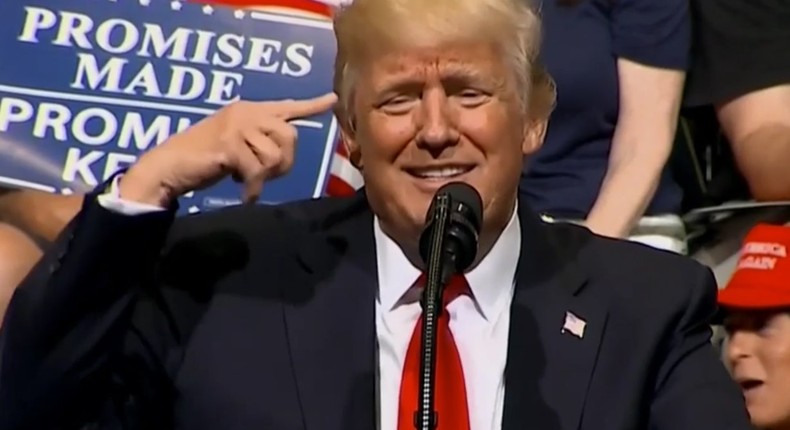 President Donald Trump at a rally in Cedar Rapids, Iowa.