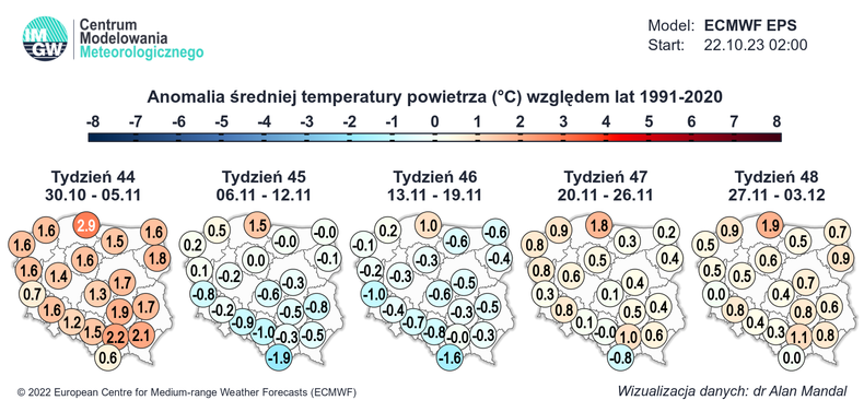 Listopad może przynieść ujemną anomalię temperatury