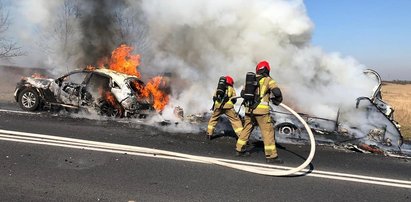 Samochód zapalił się na drodze! Płomienie strawiły wszystko [ZDJĘCIA]