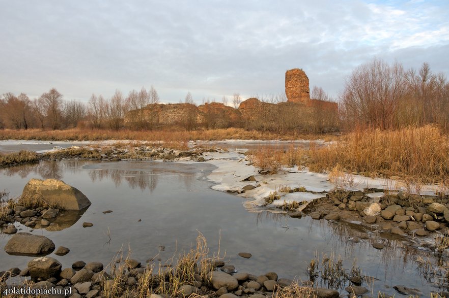 Zamek w Bobrownikach, widok od strony Wisły. Stan obecny (12.2021)