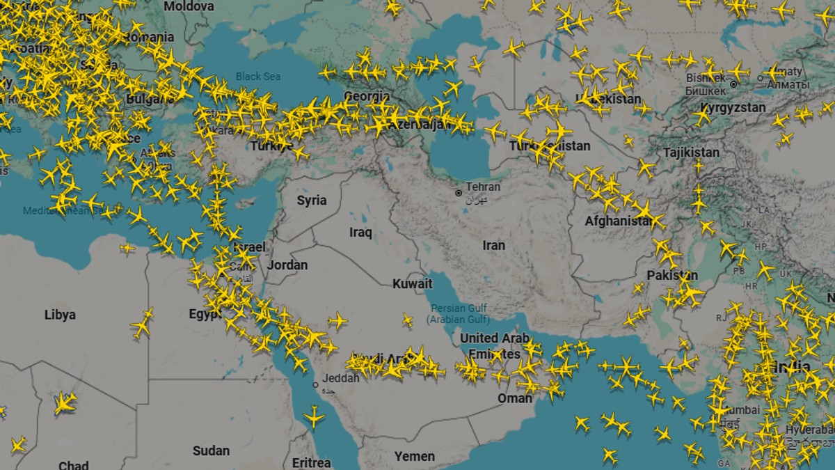Mapa letova aviona sa Bliskog istoka