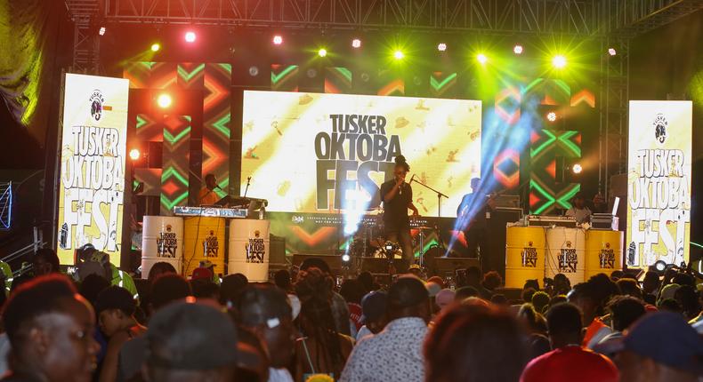 Sol Generation star Bensoul rocks the crowd during the Tusker OktobaFest at theJamii Executive Gardens in Mwea on 15-16 th October, 2022.