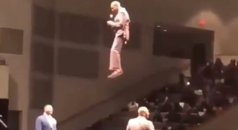 Video shows pastor preaching to church members from the sky