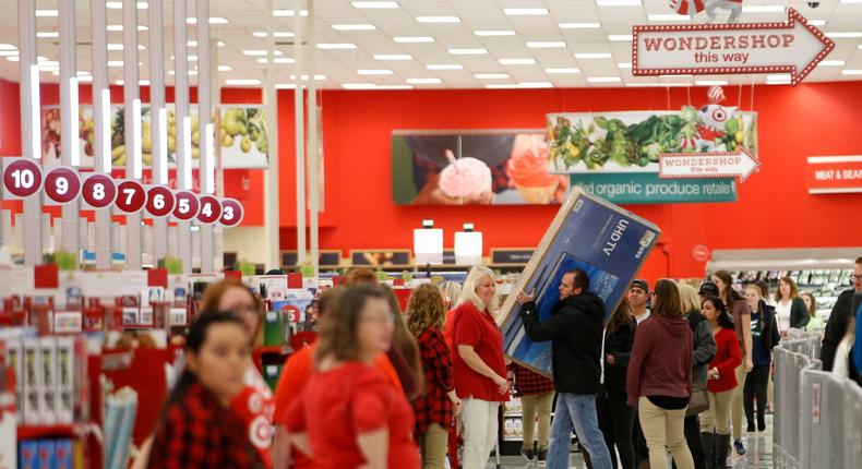 Shoppers check out with 'Black Friday' deals at a Target in Utah in 2016.