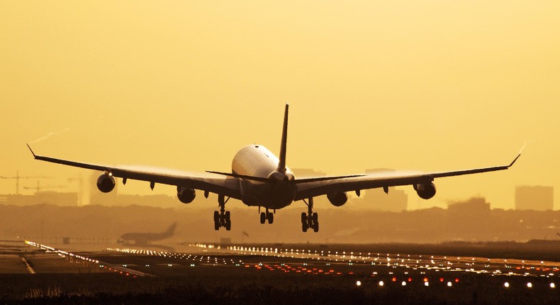 Jumbo Jet Landing at OR Thambo international airport. (The Winston Hotel)