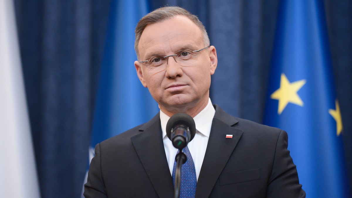 Prezydent Andrzej Duda podczas oświadczenia po zatrzymaniu Macieja Wąsika i Mariusza Kamińskiego.