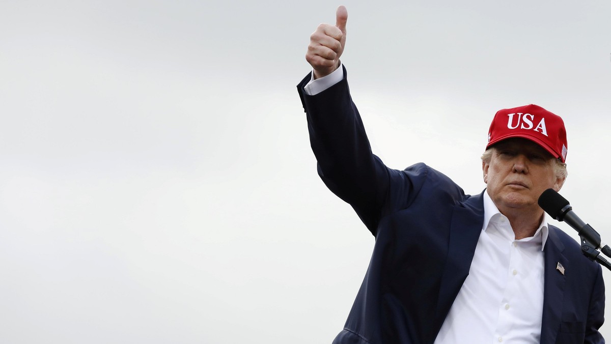 U.S. President-elect Donald Trump gestures during a USA Thank You Tour event in Mobile, Alabama