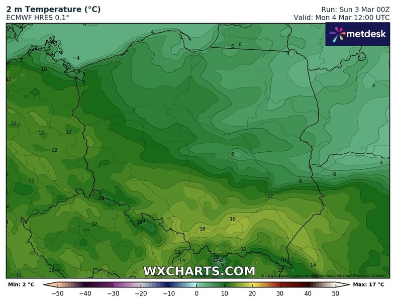 Różnica temperatury między Małopolską a Suwalszczyzną może sięgnąć nawet 12-13 st. C