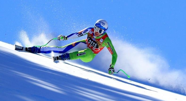 Ilka Stuhec of Slovenia competes in the Ladies' Downhill for the 2017 Audi FIS Ski World Cup Final at Aspen Mountain on March 15, 2017 in Aspen, Colorado