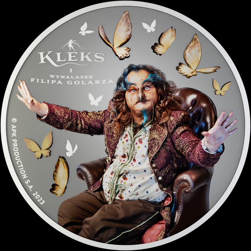 Rewers monety "Kleks i wynalazek Filipa Golarza"