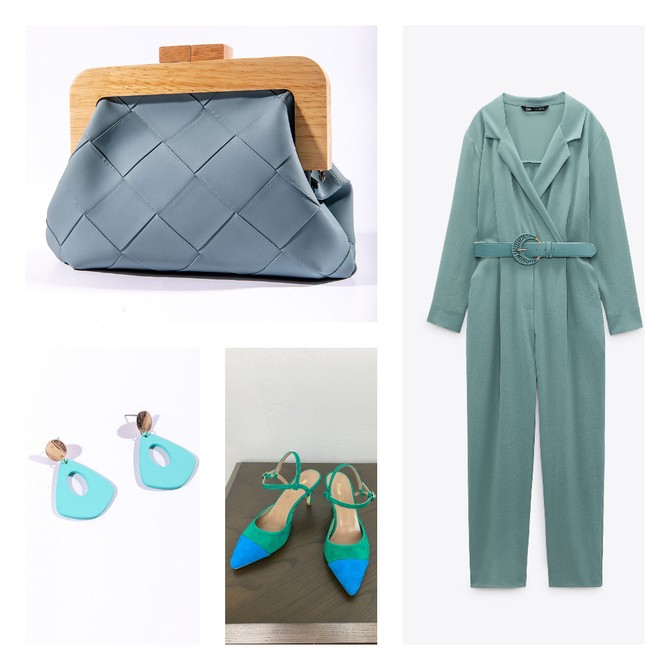 Kombinezon „Zara“, minđuše i tašna „P…. S…. fashion“, cipele „Kamije“