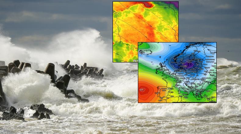 Niebezpieczna pogoda przed świętami. Atlantyckie cyklony zaatakują (mapy: wxcharts.com/kachelmannwetter.de)