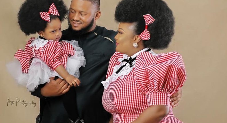 Ronke Odusanya, her baby daddy, Olanrewaju Saheed and their daughter [Instagram/RonkeOdusanya]