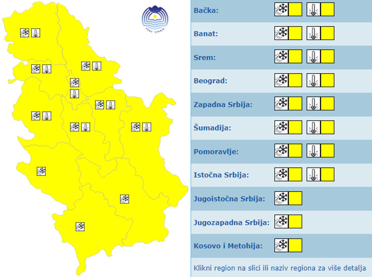 Meteoalarm za nedelju