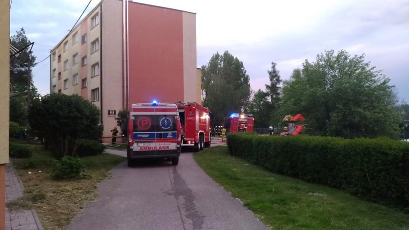 Pożar bloku w Dąbrowie Tarnowskiej