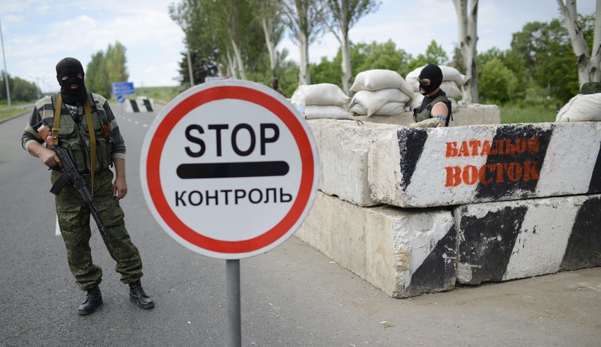 Punkt kontrolny Batalionu Vostok na obrzeżach Doniecka