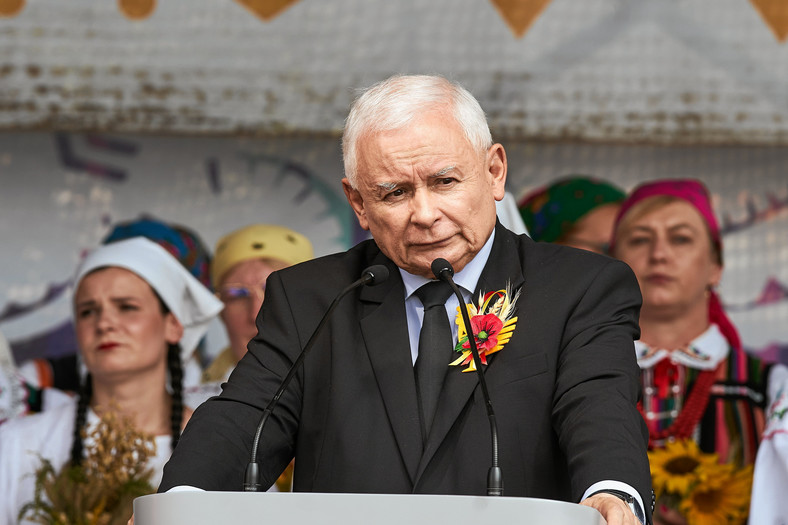 Jarosław Kaczyński podczas dożynek w Paradyżu (20.08.2023).