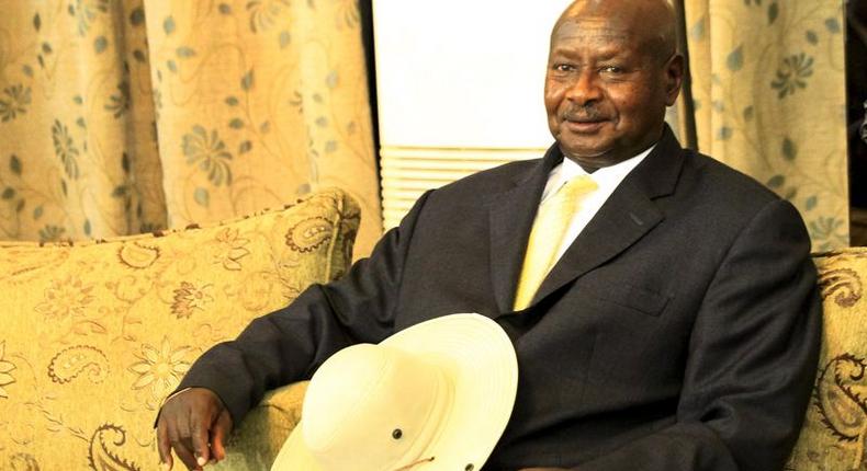 Uganda's President Yoweri Museveni smiles at Khartoum Airport during an official visit to Sudan September 15, 2015. REUTERS/Mohamed Nureldin Abdallah