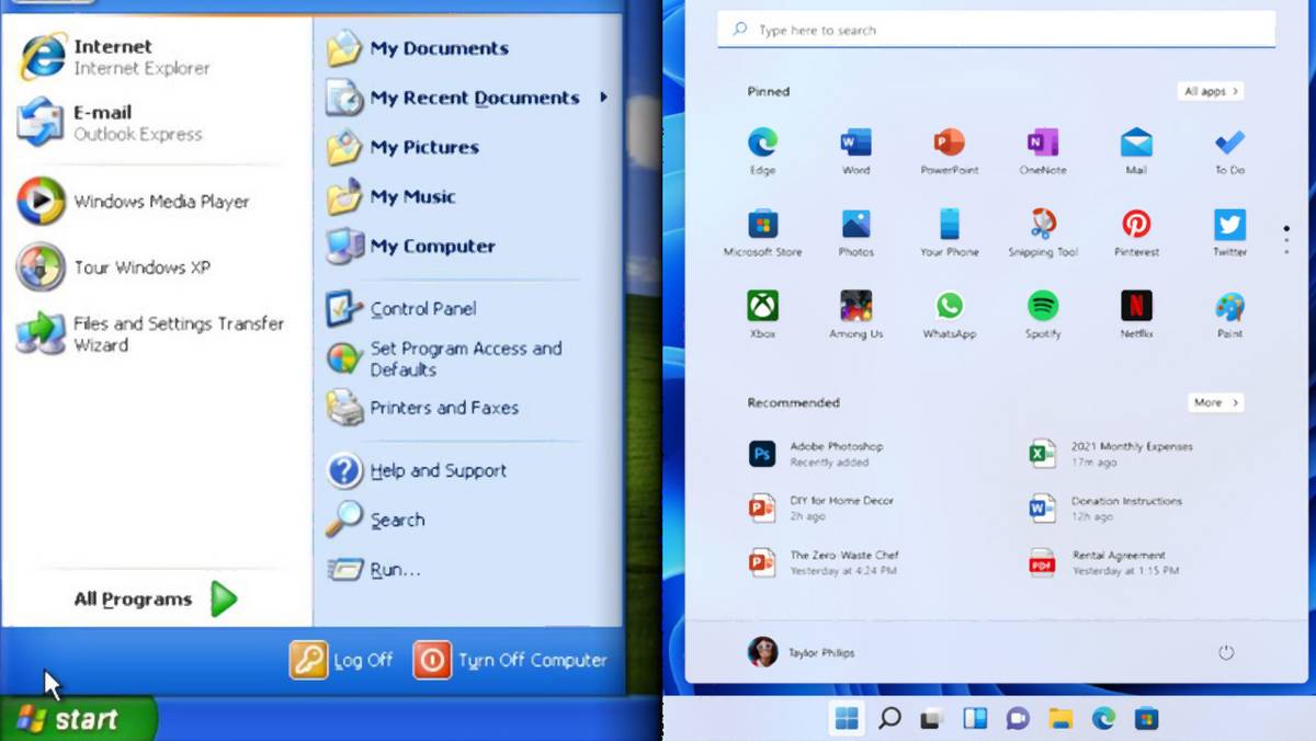 Windows XP vs Windows 11