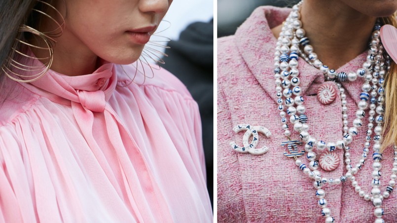 kobieta, róż, moda, naszyjnik, Chanel