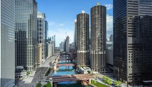 A view of downtown Chicago that showed the Marina City towers, located adjacent to each other on the north side of the Chicago River.Michael Lee/Getty Images