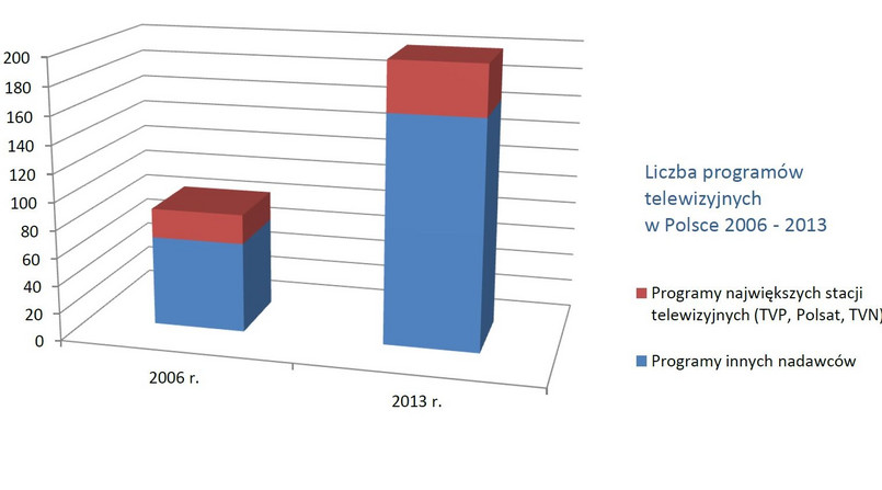 Liczba programów telewizyjnych w Polsce 2006 - 2013