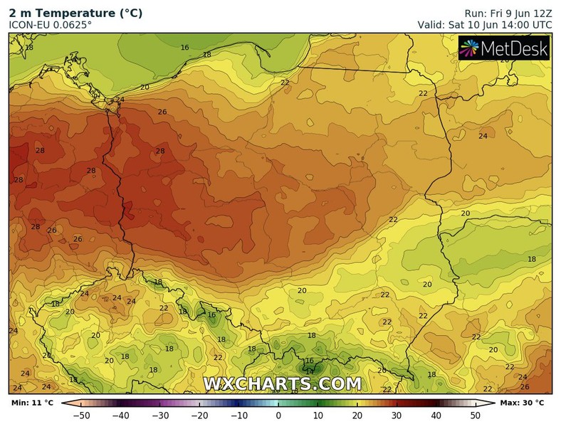 Na zachodzie temperatura wzrośnie do 29 st. C